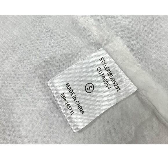 Womens Small White Dress Ruffle Neckline‎ Puff Sleeves Swiss Dot Boho Beach - Picture 5 of 5